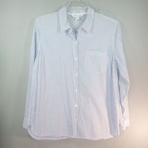 Old Navy Women's White & Purple Striped Classic Button Down Shirt Size Xl